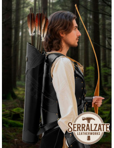 Genuine sort læder bagside quiver