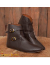 Botines medievales de cuero genuino con hebillas latón