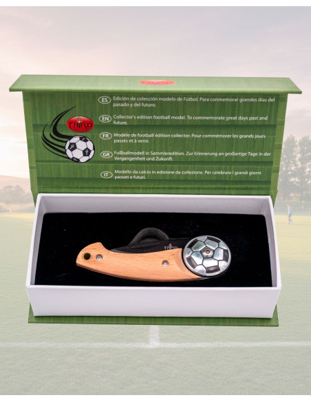 Fussball-Messer mit schwarzer Klinge...