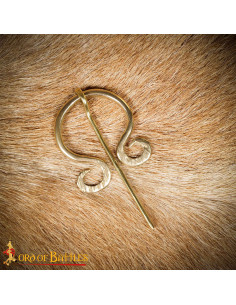 Cierre vikingo de capa en latón pulido dorado