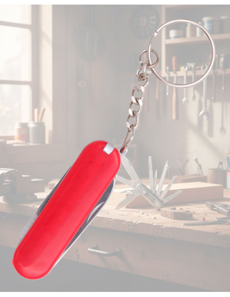 5-i-1 Multiværktøjs Nøglekniv i Rød ABS