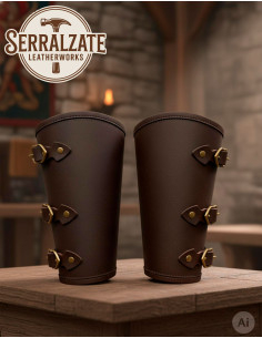 Brazaletes medievales para guerreros, marrones
