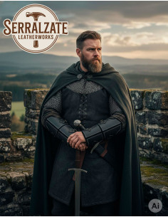 Grebas guerrero medieval en cuero negro genuino 2