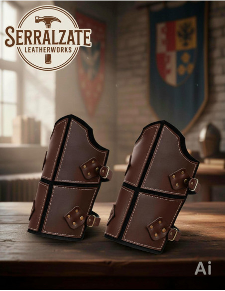 Echte braune Leder-Wadenstücken für...