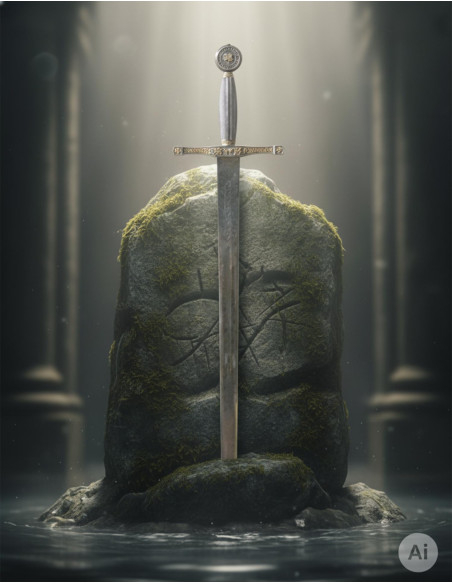 Excalibur-zwaard in zilveren en...