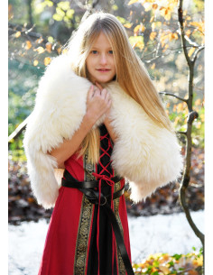 Vestido Medieval niña Leonor en manga corta, rojo-negro 2