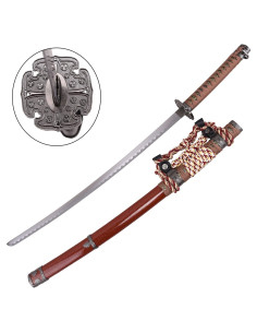 Katana decorativa Tradicional Japonesa cordón rojo plata