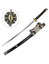 Traditionele Zwarte Japanse Decoratieve Katana met Messing Details