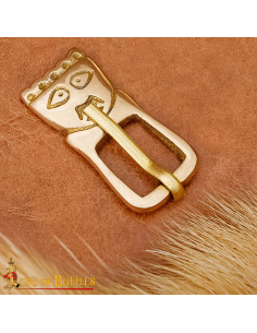 Middeleeuwse gesp in messing 14e eeuw, hoofd van de koning 2