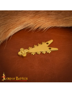 Punta de cinturón medieval Renacentista, en latón