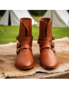 Middelalderske støvler i brunt læder fra det 15.... 2