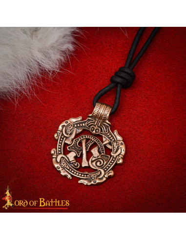 Colgante vikingo en bronce diseño serpiente nórdica