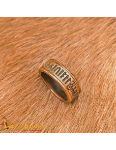 Anillo medieval siglo XI-XII en bronce fundido, escritura...