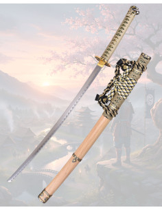 Tachi dekorativ 102 cm med træskede og flettet håndtag