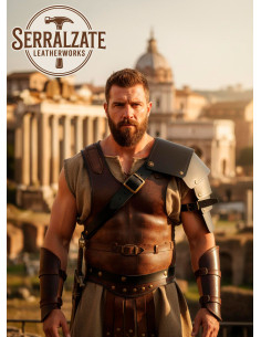 Verstelbare gladiator schouderbeschermers van zwart leer 2