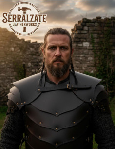 Viking Kriger Skuldre i Sort Læder 2