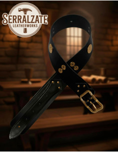 Breiter mittelalterlicher Gürtel aus schwarzem Leder mit... 2