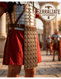 Romeinse militaire riem bruin leer 4 pteryges 2