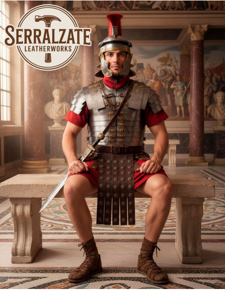 Cinturón romano militar piel marrón 5...