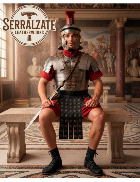 Cinturón romano militar piel negra, 5...