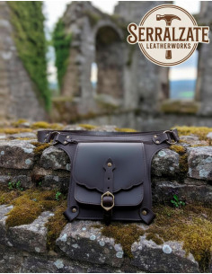 Bolso medieval piel alta calidad marrón con cinturón 2