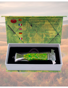 Taschenmesser aus spiegelpoliertem Stahl mit grünem Griff... 2