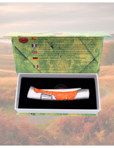 Third kniv i 440 stål med fluorescerende orange akrylgreb 2