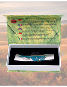 Third kniv i 440 stål med akryl håndtag i fluorescerende blå 2