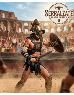 Peto gladiador cuero ajustable LARP y cosplay, negro 2