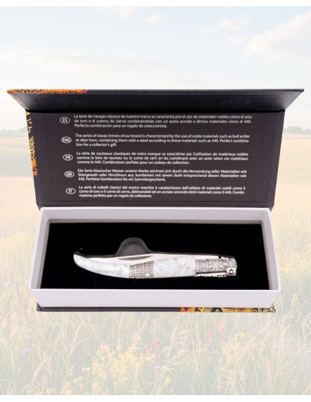 Ratschekniv Silk Perle Stål 440 med etui