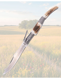 Damaszener Messer Third Hirsch, echtes Horn Luxus