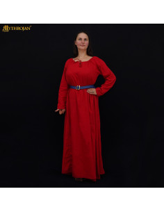 Vestido medieval largo en algodón modelo Maiden, color rojo