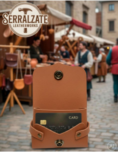 Bolsa limosnera-tarjetera para recreacionistas en marrón...