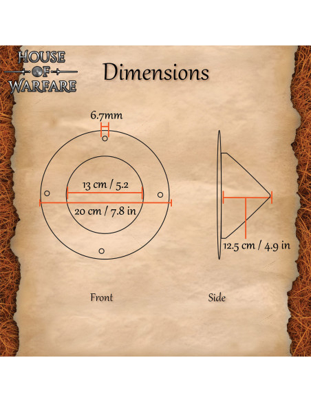 Umbo medieval de acero con forma cónica