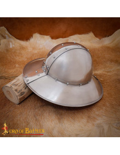 Medievaler Kettle Helm mit echtem Lederfutter, 18 Gauge