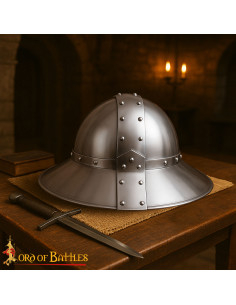 Casco medieval Kettle con forro cuero genuino, calibre 18 2