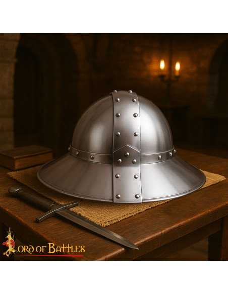 Medievaler Kettle Helm mit echtem...