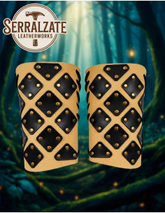 Brazaletes de guerrero fantasía, cuero natural