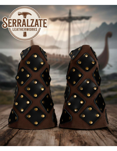 Viking Arm Guards Bruin Leer met Schubben