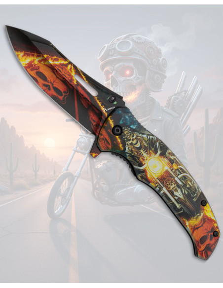 Albainox kniv 3D design Skulls Road