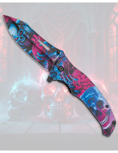 Albainox Messer 3D Skull Design Rood/Blauw