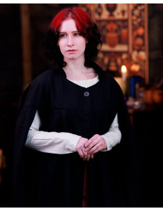 Middelalderlig kappe højhalset model Bron - sort 2