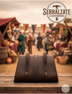 Bolso cintura medieval para recreación histórica, marrón 2