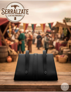 Bolso cintura medieval para recreación histórica, negro 2