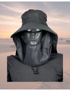 Gorra Sahariana Barbaric con rejilla, color negro