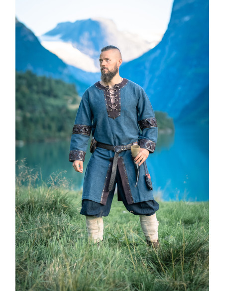 Vikinger-Tunika Modell Leif, blau mit...