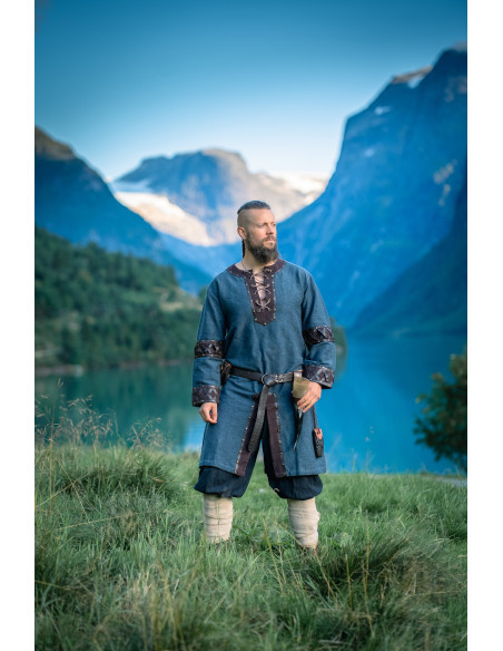 Túnica vikinga modelo Leif, azul con...