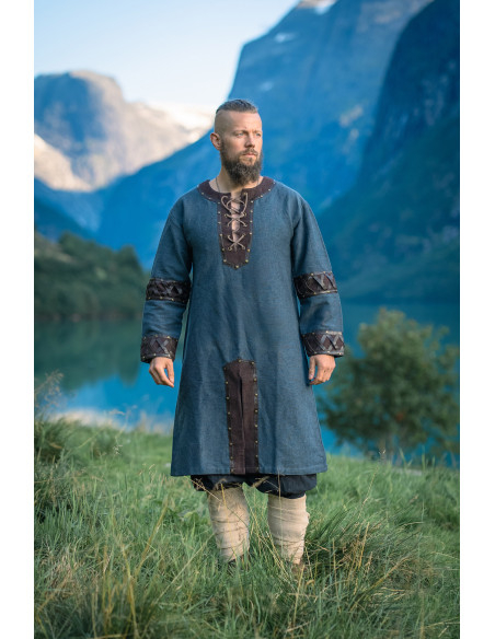 Vikingen Tuniek Model Leif, blauw met...