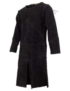 Mittelalterliche Tunika aus Wildleder Modell Arwin, schwarz