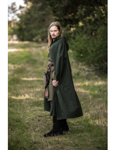 Middeleeuwse groene cape met kap, model Johannes 2